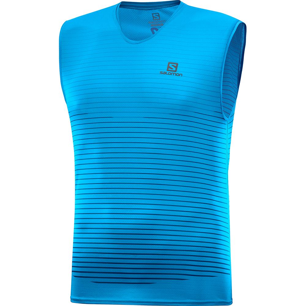 Camiseta Sin Mangas Salomon Hombre Azules - Salomon Argentina SENSE M,261307-JDP